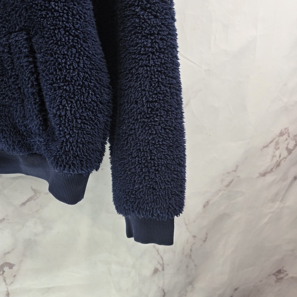 Boden Jacket Womens Large Blue Bomber Teddy Sherpa Fuzzy Navy Snuggly - Picture 6 of 15